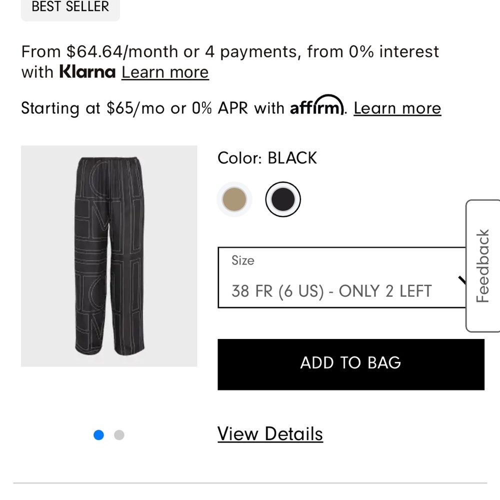 Toteme Black silk pants
